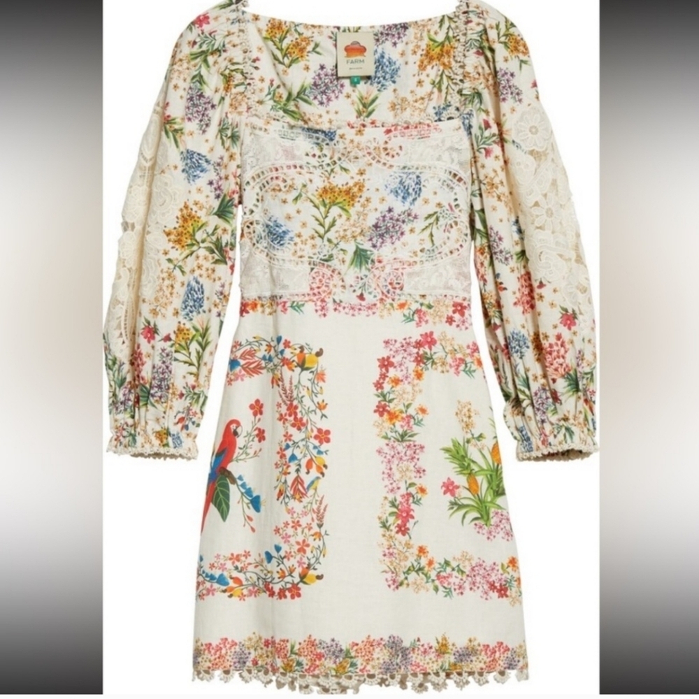 Farm Rio Floral Embroidered Minidress size Small
